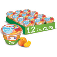 Dole Fruit Bowls Diced Peaches In 100% Juice Snacks, 7Oz 12 Total Cups, Gluten & Dairy Free, Bulk Lunch Snacks For Kids & Adults