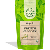Worldwide Botanicals Organic French Chicory Root - Brew Like Coffee, Blend Roasted Chicory Root With Coffee, Coffee Alternative, Acid Free, Caffeine Free, Kosher - 1 Pound