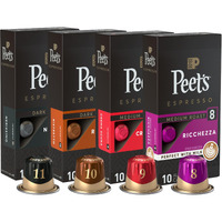 Peet's Coffee Gifts, Espresso Coffee Pods Variety Pack, Dark & Medium Roasts, Intensity 8-11, 40 Count (4 Boxes Of 10 Espresso Capsules)