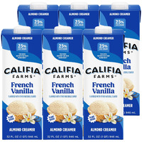 Califia Farms - French Vanilla Almond Milk Coffee Creamer, 32 Oz (Pack Of 6), Shelf Stable, Dairy Free, Plant Based, Vegan, Gluten Free, Non Gmo, Almond Creamer
