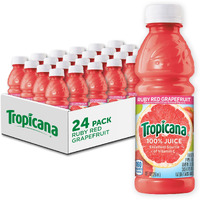 Tropicana 100% Juice, Ruby Red Grapefruit, 10 Fl Oz (Pack Of 24) - Real Fruit Juices, Vitamin C Rich, No Added Sugars, No Artificial Flavors