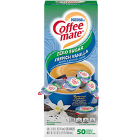 Nestle Coffee Mate Coffee Creamer, Sugar Free French Vanilla, Liquid Creamer Singles, Non Dairy, No Refrigeration, Box Of 50 Singles