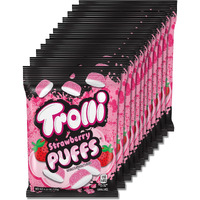 Trolli Strawberry Puffs, Sour Gummy Worms Candy, 4.25 Ounce Bags (Pack Of 12)