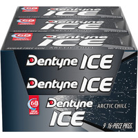 Dentyne Ice Arctic Chill Sugar Free Gum, 16 Count (Pack Of 9) (144 Total Pieces)