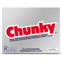 Chunky, Bulk 24 Pack, Milk Chocolate With Peanuts And Raisins Individually Wrapped Candy Bars, 33.6 Oz