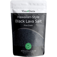 Viva Doria Hawaiian Black Lava Sea Salt, Fine Grain, Lava Salt, 2 Lb (907 G)