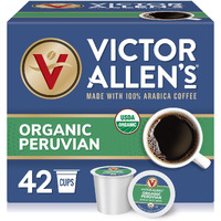 Victor Allen's Coffee Organic Peruvian, Medium Roast, 42 Count, Single Serve Coffee Pods For Keurig K-Cup Brewers