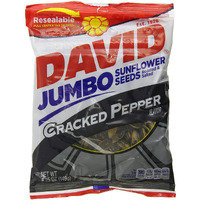 David Seeds Cracked Pepper Flavored Salted And Roasted Jumbo Sunflower Seeds, Keto Friendly Snack, 5.25 Oz Bags, 12 Pack