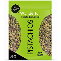 Wonderful Pistachios No Shells, Roasted & Salted Nuts, 24 Ounce Resealable Bag, Protein Snacks, Gluten Free, Healthy Snack