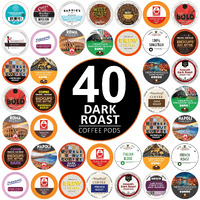 Perfect Samplers Dark Roast Coffee Pod Variety Pack - Pack For Keurig K Cups Coffee Makers, Bold 40 Count