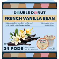 French Vanilla Coffee Pods, Vanilla Bean Flavored Coffee In Recyclable Single Serve Vanilla Pods For The Keurig K Cups Coffee Makers, From Double Donut - 24 Cups
