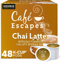 Cafe Escapes, Chai Latte Tea Beverage, Single-Serve Keurig K-Cup Pods, 48 Count (2 Boxes Of 24 Pods)