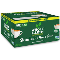 Whole Earth Sweetener Co. Stevia & Monk Fruit Sweetener, Erythritol Sweetener, Stevia Packets, Sugar Substitute, Natural Sweetener, 400 Count