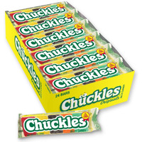 Wonka Chuckles Original, Jelly Sugar-Coated Candies, Fruit Flavored Candy, 2 Ounce Bars (Pack Of 24)