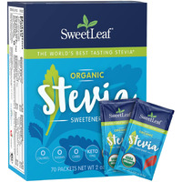 Sweetleaf Organic Stevia Packets - Zero Calorie Stevia Powder, No Bitter Aftertaste, Sugar Substitute For Keto Coffee, Nothing Artificial, Non-Gmo Stevia Sweetener Packets, 70 Count