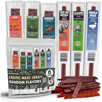 Buffalo Bob's Wild Game Meat Snacks (6 Pack), Beef Jerky Variety Pack, Jerky Gift Baskets For Fathers/Dad, Exotic Random Jerky Sampler Set, Mens Hunting Stocking Stuffers, Jerky Gift Set