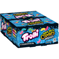 Trolli Sour Brite Crawlers Minis Candy, Sour Gummy Worms, 2 Ounce Treat-Size Pouches (Pack Of 18)