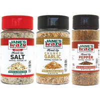 Jane's Krazy Mixed Up Seasonings Variety Pack Of 3 - Mixed-Up Salt Pepper And Garlic