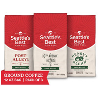 Seattle's Best Coffee Dark Roast Ground Coffee Variety Pack | 12 Ounce Bags (Pack Of 3)