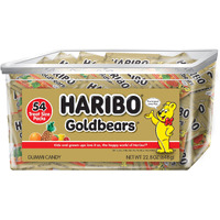 Haribo Gummi Candy, Original Goldbears Gummy Bears, 22.8 Ounce Tub (54 Treat Size Packs) Delicious Soft & Chewy Sweet Snacks, Assorted Fruity Flavors