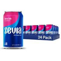 Zevia Zero Sugar, Cherry Cola Soda, 12 Fl Oz Cans (Pack Of 24)