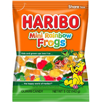 Haribo Gummi Candy, Mini Rainbow Frogs, 5 Oz. Bag (Pack Of 12)