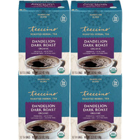 Teeccino Dandelion Tea - Dark Roast - Rich & Roasted Herbal Tea Thats Caffeine Free & Prebiotic With Detoxifying Dandelion Root, 10 Tea Bags (Pack Of 4)
