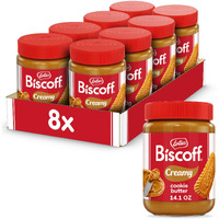 Lotus Biscoff, Cookie Butter Spread, Creamy, Non Gmo + Vegan, 14.1 Oz, Pack Of 8