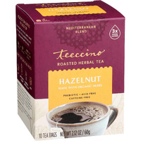 Teeccino Hazelnut Roasted Herbal Tea - Caffeine Free, Prebiotic, 3X More Herbs - 10 Tea Bags