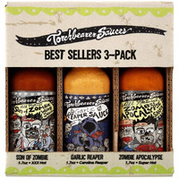 Torchbearer Sauces Best Sellers 3-Pack Mini Hot Sauce Gift Set, 1.7 Oz Each - Zombie Apocalypse, Garlic Reaper, Son Of Zombie