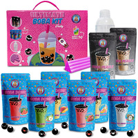 The Original Ultimate D.I.Y. Boba / Bubble Tea Kit Gift Box 6 Flavors, Boba Pearls, Straws And Shaker (Fruity)