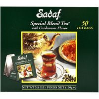 Sadaf Cardamom Tea Bags - Special Blend Cardamom Ceylon Black Tea - Quicktea Product Harvested In Sri Lanka - 50 Individually Foiled Teabags (Pack Of 1)