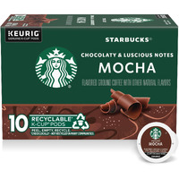 Starbucks K-Cup Coffee Pods, Mocha Flavored Coffee, Naturally Flavored, 100% Arabica, 1 Box (10 Pods)