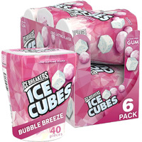 Ice Breakers Ice Cubes Bubble Breeze Sugar Free Chewing Gum Bottles, 3.24 Oz (6 Count, 40 Pieces)