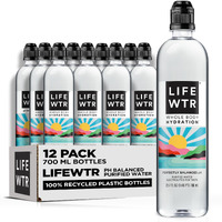 Lifewtr Premium Purified Water, Ph Balanced With Electrolytes, 100% Recycled Plastic Bottles, 23.7 Fl Oz Flip Cap Bottles, 700 Ml (Pack Of 12)