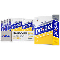 Propel Powder Packets, Lemon With Electrolytes, Vitamins And No Sugar, 10 Count (Pack Of 12) - Packaging May Vary