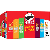 Pringles Potato Crisps Chips, Snack Stacks, Lunch Snacks, Office And Kids Snacks, Variety Pack (27 Cups)