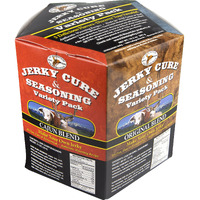 Hi Mountain Jerky Seasoning And Cure Kit | Variety Pack #1 | Flavors: Original, Mesquite, Hickory, Cracked Pepper N Garlic, & Cajun | Make Beef Jerky At Home | Beef, Deer, Elk & Venison