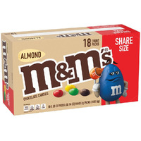 M&M's Almond Chocolate Candy Sharing Size 2.83-Ounce Pouch 18-Count Box