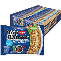 Nissin Top Ramen Noodle Soup, Soy Sauce, 3 Ounce (Pack Of 24)
