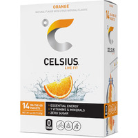 Celsius On-The-Go Powder Stick Zero Sugar (14 Sticks Per Pack), Orange, 2.60 Oz