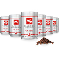 Illy Whole Bean Coffee - Perfectly Roasted Whole Coffee Beans - Classico Medium Roast - With Notes Of Caramel, Orange Blossom & Jasmine - 100% Arabica Coffee - No Preservatives - 8.8 Ounce, 6 Pack (Packaging May Vary)