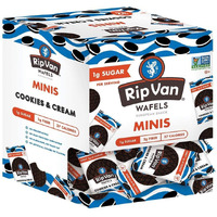 Rip Van Wafels Cookies & Cream Mini Stroopwafels - Low Carb Snacks (3G Net Carbs) - Non Gmo Snack - Keto Friendly - Office Snacks - Low Calorie Snack (37 Calories) - Low Sugar (1G) - 32 Pack