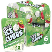 Ice Breakers Ice Cubes Kiwi Watermelon Sugar Free Chewing Gum Bottles, 3.24 Oz (6 Count, 40 Pieces)
