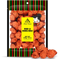 Asia Trans Seeded Red Li Hing Mui Crack Seed Plums - Hawaiian Favorite - Sweet, Sour, & Salty Dried Asian Plum