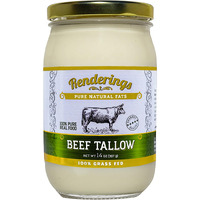 Renderings Beef Tallow, 100% Grass-Fed & Finished, Cooking, Baking And Frying, 14 Oz Jar