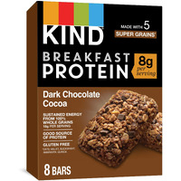 Kind Breakfast Protein Bars, Dark Chocolate Cocoa, Healthy Snacks, Gluten Free, 8G Protein, 32 Count