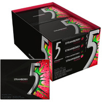 5 Gum Sour Strawberry Sugar Free Chewing Gum Bulk Pack, 15 Stick (Pack Of 10)