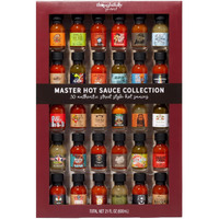 Thoughtfully Gourmet, Master Hot Sauce Collection Sampler Set, Flavors Include Garlic Herb, Apple Whiskey And More, Hot Sauce Gift Set Of 30