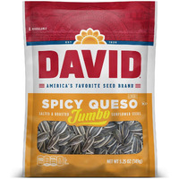 David Seeds Spicy Queso Flavored Salted And Roasted Jumbo Sunflower Seeds, Keto Friendly Snack, 5.25 Oz Bags, 12 Pack